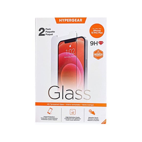 HYPERGEAR 2 PACK 9H HD Tempered Glass For iPhone 13 Pro Max - Picture 1 of 1